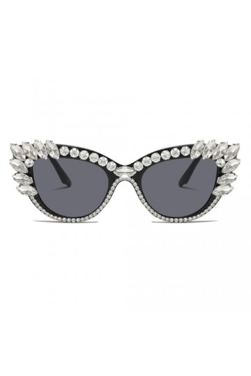 LJCZKA Lunettes de Soleil Femme Diamant Œil de Chat, Vintage Lunettes de Soleil Femme avec Strass Lunettes Œil de Chat Protec