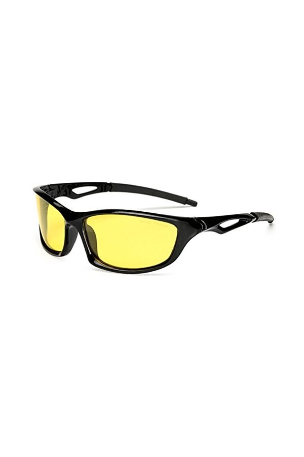 Long Keeper Lunettes Jaune Conduite de Nuit pour Homme Femme, Lunettes de Soleil Sport Polarisées Verre Jaune Vision Nocturne