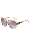 Dollger Lunette de Soleil Femme Polarisées Surdimensionnées Carrées Protection UV400 Marron