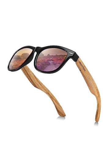 GREENTREEN Lunettes de Soleil Polarisées pour Homme et Femmes, Lunettes de Soleil en Bois, 100% anti UV400