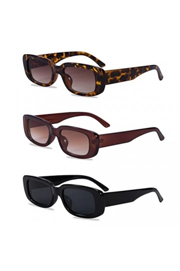 Lunettes de Soleil Rectangulaires pour Femmes Filles Mode Rétro Lunettes Carrées Lunettes de Soleil avec Protection UV400 pou