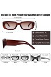 Lunettes de Soleil Rectangulaires pour Femmes Filles Mode Rétro Lunettes Carrées Lunettes de Soleil avec Protection UV400 pou