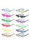 gotyou 12 Paires Lunette de Soleil en Forme de Flamme,Lunettes de Soleil Sans Monture,Lunettes Flamme,Lunette de Soleil Femme