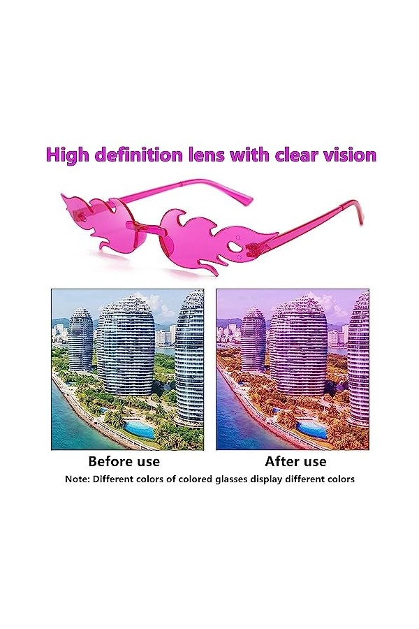 gotyou 12 Paires Lunette de Soleil en Forme de Flamme,Lunettes de Soleil Sans Monture,Lunettes Flamme,Lunette de Soleil Femme