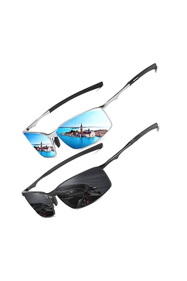 LEDING&BEST Lunettes de soleil Pilote polarisées hommes femmes Extérieur Léger Cadre métallique Pêche Golf Conduite Élégant R