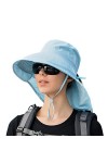 INSISMY Chapeau de Soleil Femmes Outdoor Anti UV Chapeau à Large Bord Pliable Chapeau PêChe avec Trou pour Queue de Cheval