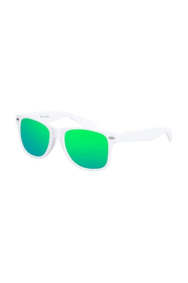 Balinco Lunettes de soleil UV400 CAT 3 CE Rubber - avec charnière à ressort pour femmes & hommes blanc - vert 