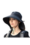 INSISMY Chapeau de Soleil Femmes Outdoor Anti UV Chapeau à Large Bord Pliable Chapeau PêChe avec Trou pour Queue de Cheval