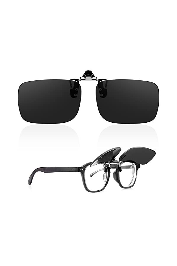 Goiteia Lunettes de soleil polarisées à clipser sur lunettes de vue pour hommes et femmes, Facile à mettre et à enlever dune