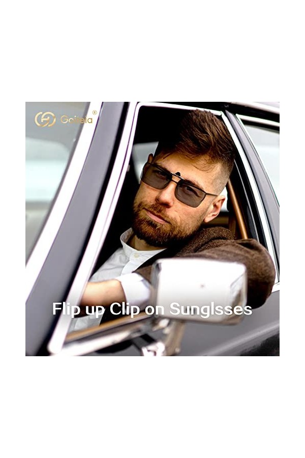 Goiteia Lunettes de soleil polarisées à clipser sur lunettes de vue pour hommes et femmes, Facile à mettre et à enlever dune