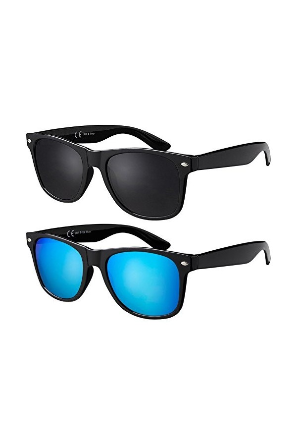 La Optica B.L.M. Lunettes de soleil UV400 CAT3 Homme Femme Vintage - Montur Bleu Clair Mat, Verres Gris