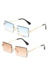 Long Keeper Lunettes de Soleil Rectangulaires sans Monture UV400 Lunettes Carrées sans Cadre Anti-éblouissement pour Les Femm