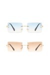 Long Keeper Lunettes de Soleil Rectangulaires sans Monture UV400 Lunettes Carrées sans Cadre Anti-éblouissement pour Les Femm