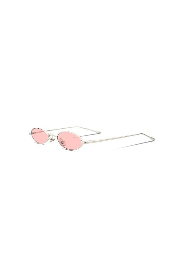 FEISEDY Lunette de Soleil Ovales Vintage Cadre en Métal Petites Mince Couleur Bonbon Lentille Rétro Lunettes de Soleil Femme 