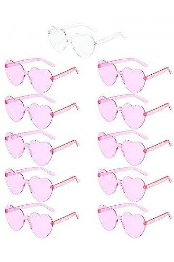 Lunettes de soleil transparentes en forme de cœur - Sans monture - Verres teintés - 1 mariée à 10 équipes - Pour mariage - Fê