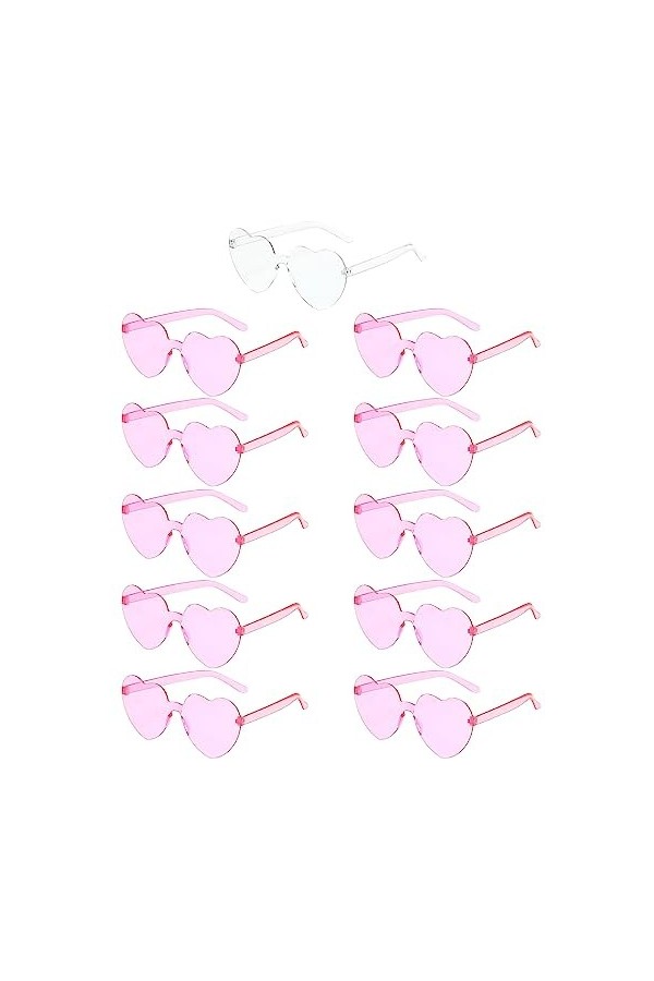 Lunettes de soleil transparentes en forme de cœur - Sans monture - Verres teintés - 1 mariée à 10 équipes - Pour mariage - Fê