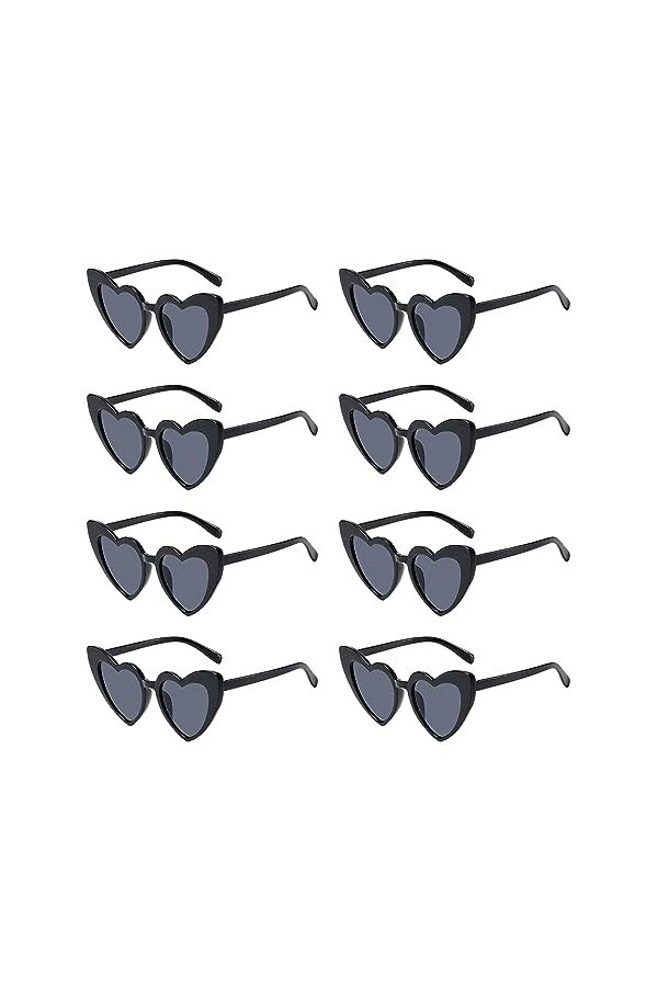 ZEIEYA Lunettes de Soleil Vintage en Forme de Cœur, 8 Paires Ensemble de Lunettes de Soleil Lunettes Coeur Lunettes damour V