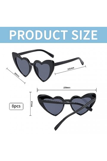 ZEIEYA Lunettes de Soleil Vintage en Forme de Cœur, 8 Paires Ensemble de Lunettes de Soleil Lunettes Coeur Lunettes damour V