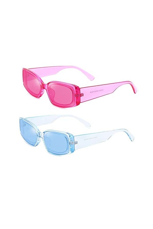 Dollger lunettes de soleil rectangulaires pour femmes homme, rétro lunettes rectangulaires Protection UV400 noir