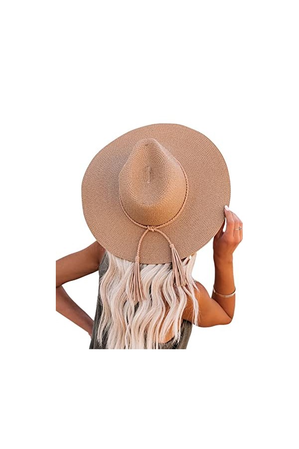 MANBEIYA Chapeau de Paille Solaire pour Femme à Large Bord UPF 50+ Chapeau dété de Plage
