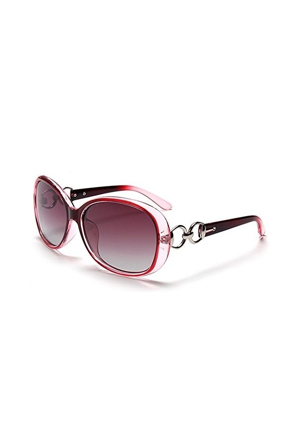 BLDEN Lunettes de Soleil Polarisées Femmes, Mode Stylish Casual Lunettes de Soleil Oval Élégant UV 400 Protection - Rouge