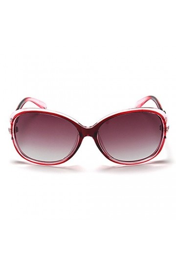 BLDEN Lunettes de Soleil Polarisées Femmes, Mode Stylish Casual Lunettes de Soleil Oval Élégant UV 400 Protection - Rouge