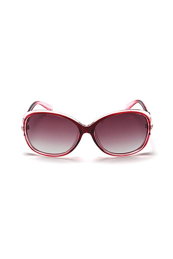 BLDEN Lunettes de Soleil Polarisées Femmes, Mode Stylish Casual Lunettes de Soleil Oval Élégant UV 400 Protection - Rouge