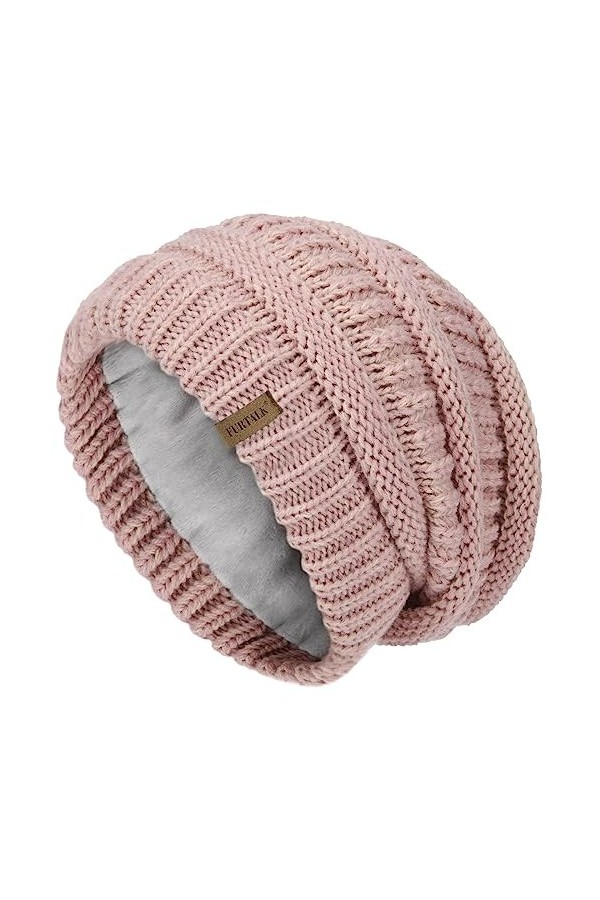 FURTALK Bonnet Femme Bonnet dhiver Chaud avec Doublure Douce Bonnet tricoté doublé