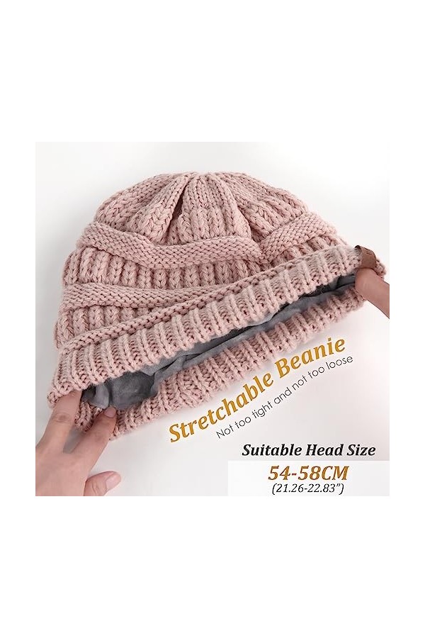 FURTALK Bonnet Femme Bonnet dhiver Chaud avec Doublure Douce Bonnet tricoté doublé