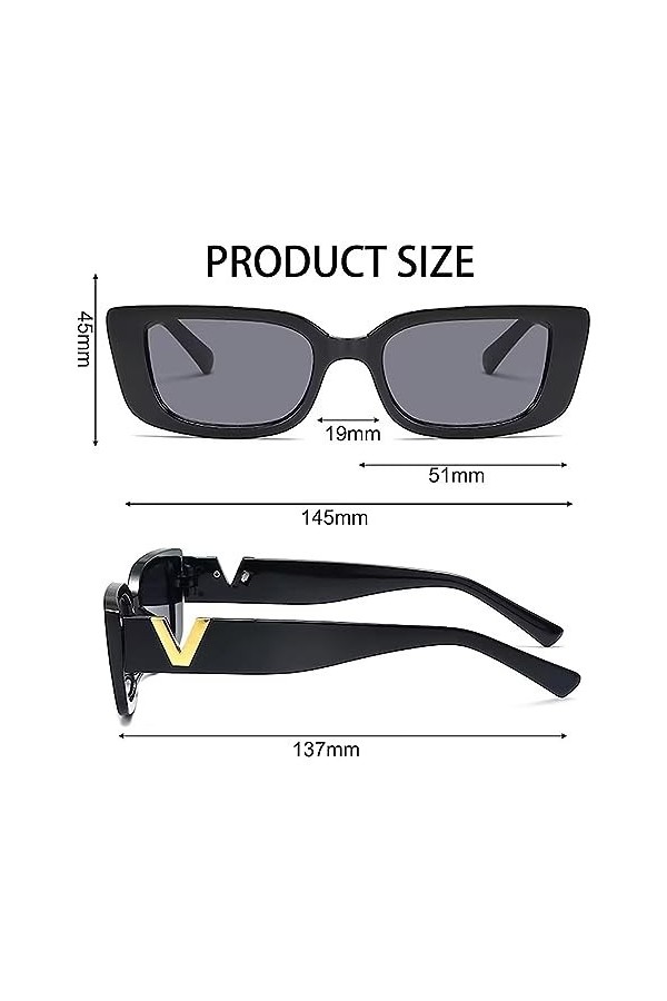 FENGCHUANG 2 Paires lunettes de Soleil Femme, lunettes de Soleil Femme Polarisées V écart, lunette de Soleil Rectangulaire Vi