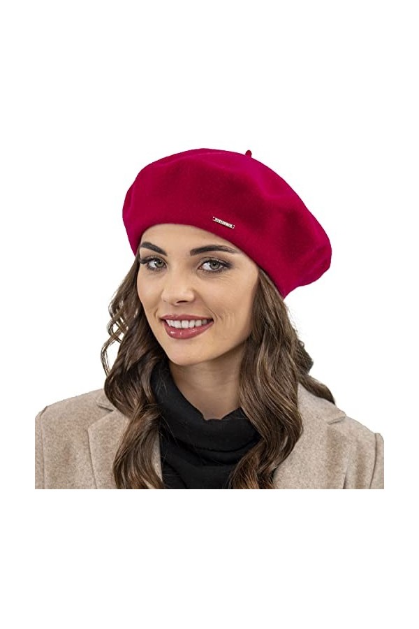 VIVISENCE Béret Classique Et À La Mode 7073, Rouge,UNI
