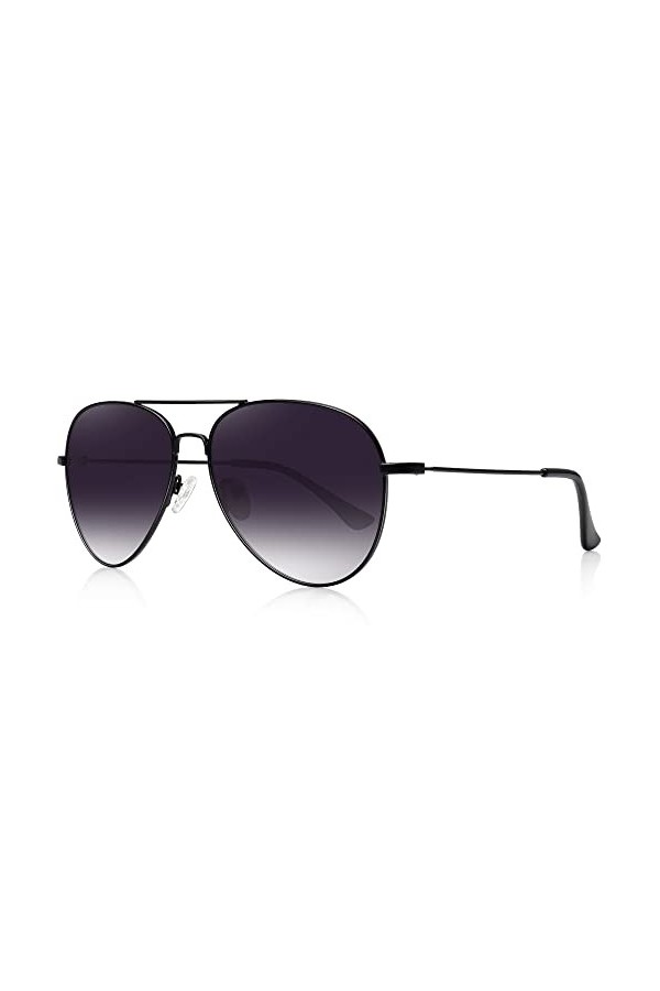 WOWSUN Lunettes de soleil polarisées classiques pour femmes et hommes avec étui Black Frame Grey Lens 