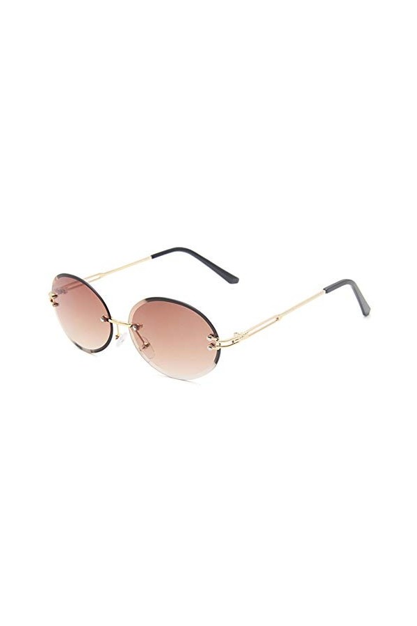 Grainas Lunettes de soleil ovales rétro sans monture pour homme et femme Lunettes sans monture UV400, Bleu dégradé, Taille un