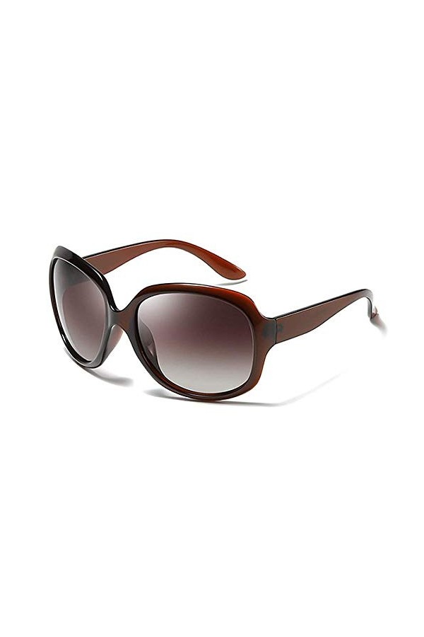 KoKoBin Lunettes de soleil polarisées tendance pour femme - Lunettes de protection UV400 avec grande monture, marron