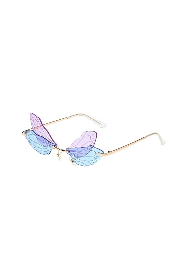 RUNHUIS Dragonfly Lunettes de soleil vintage rétro en forme dailes papillon fées ombre lunettes mode fête lunettes femme hom