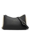 David Jones - Petit Sac Bandoulière Plusieurs Compartiments Femme - Porté Epaule Simili Cuir PU - Pochette Chaînes 3 Soufflet