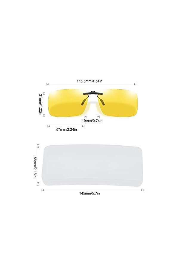 UYUYong Clip de Lunettes de Soleil HD Vision Clip Lunettes Conduite de Nuit Polarisées Anti-Eblouissement Clip surLunettes de