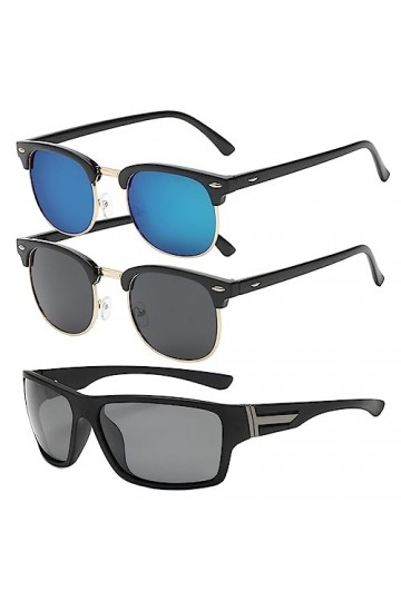 Bootoow Lunettes De Soleil Polarisées Pour Homme Femme,3Pcs Lunettes De Soleil Polarisées,Classiques Rétro Vintage Métal Cadr