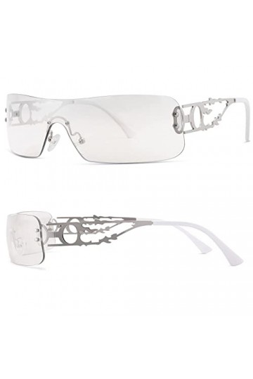 Y2K Lunettes de Soleil Rave, Y2K Argenté Sans Cadre Lunette Futuriste, Lunettes Y2k, UV400 Lunettes de Soleil Lunettes, Lunet