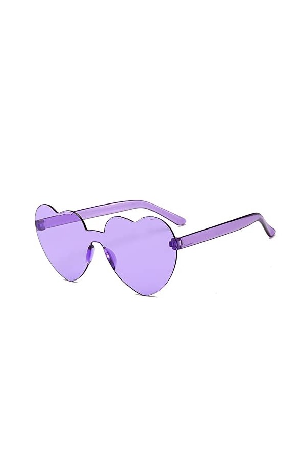 ESALIA Lunettes de soleil en forme de cœur sans monture Lentille colorée Love Shape Lunettes pour filles et femmes, lilas, Ta