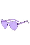 ESALIA Lunettes de soleil en forme de cœur sans monture Lentille colorée Love Shape Lunettes pour filles et femmes, lilas, Ta