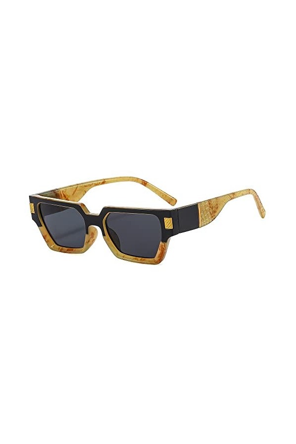 MUTYNE Femmes Rectangle Vintage Lunettes de Soleil Rétro Points Lunettes de Soleil Femme Dame Lunettes de Soleil de Luxe Lune