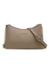 David Jones - Petit Sac Bandoulière Plusieurs Compartiments Femme - Porté Epaule Simili Cuir PU - Pochette Chaînes 3 Soufflet
