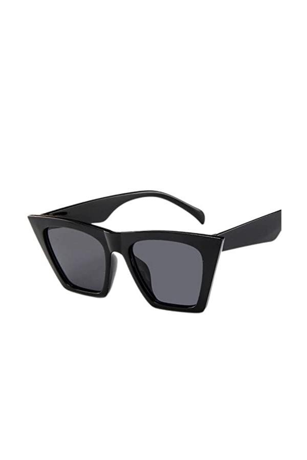 Lunettes de soleil rétro œil de chat pour femme - Lunettes de soleil vintage noires - Noir et gris - 1 paire de lunettes de s