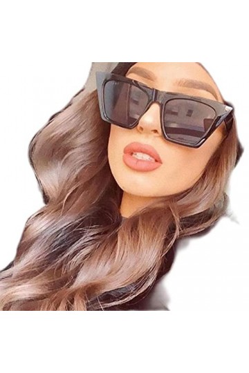 Lunettes de soleil rétro œil de chat pour femme - Lunettes de soleil vintage noires - Noir et gris - 1 paire de lunettes de s