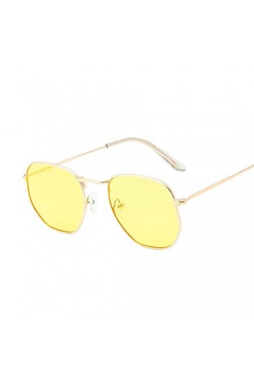 SHANGYUN Hexagone Noir Lunettes de Soleil Femmes Petit carré Lunettes de Soleil Hommes Cadre en métal Conduite pêche Lunettes