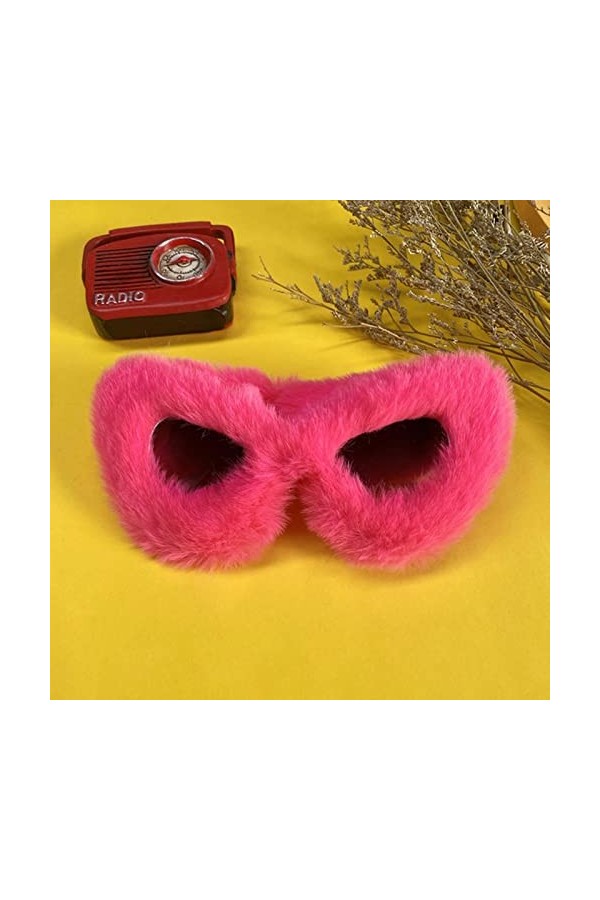 CSRP Lunettes de Soleil Yeux de Chat à la Mode Femmes Rose Doux Fourrure Velours Lunettes de Soleil Dames Nuances Lunettes à 