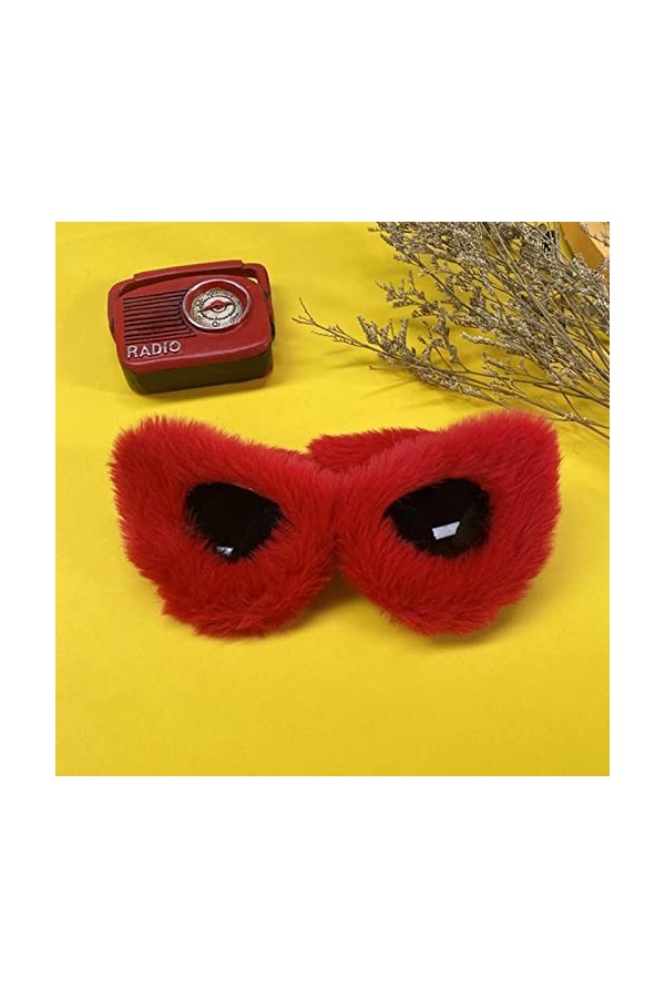 CSRP Lunettes de Soleil Yeux de Chat à la Mode Femmes Rose Doux Fourrure Velours Lunettes de Soleil Dames Nuances Lunettes à 