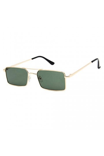 YUANCHENG Vintage Rectangle Double Ponts Femmes Lunettes De Soleil En Métal Cadre Océan Clair Lentille Lunettes Hommes Lunett