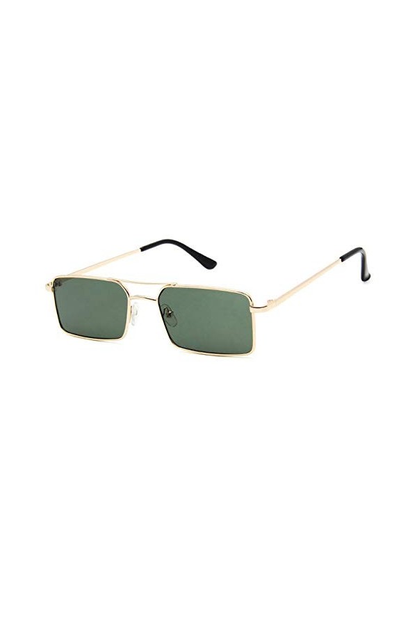 YUANCHENG Vintage Rectangle Double Ponts Femmes Lunettes De Soleil En Métal Cadre Océan Clair Lentille Lunettes Hommes Lunett